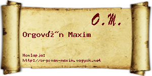 Orgován Maxim névjegykártya